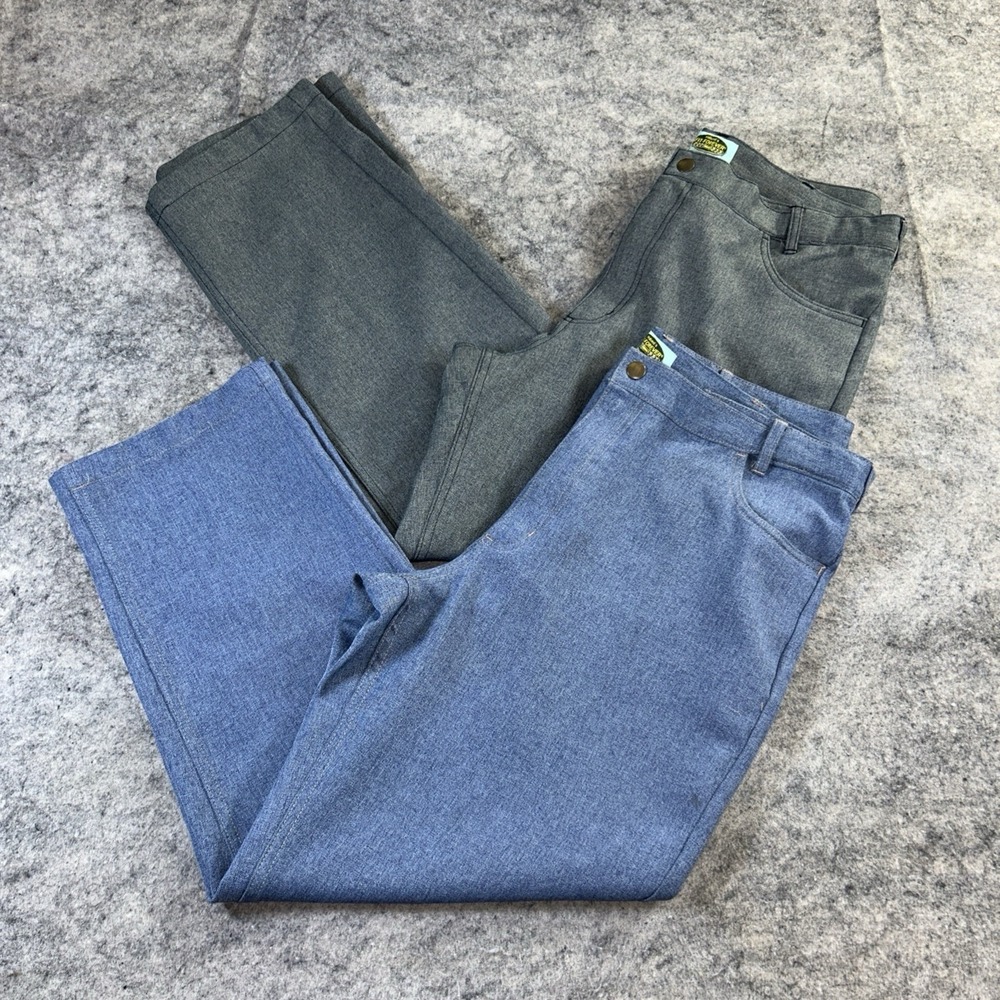 2 Vintage Haband Fit-Forever Pants Men's 38X29 Blue & Gray Straight Leg